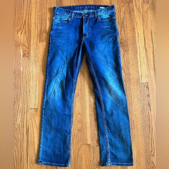 CALVIN KLEIN Straight Distressed Blue Jeans | Size 34 x 32 - Picture 2 of 10